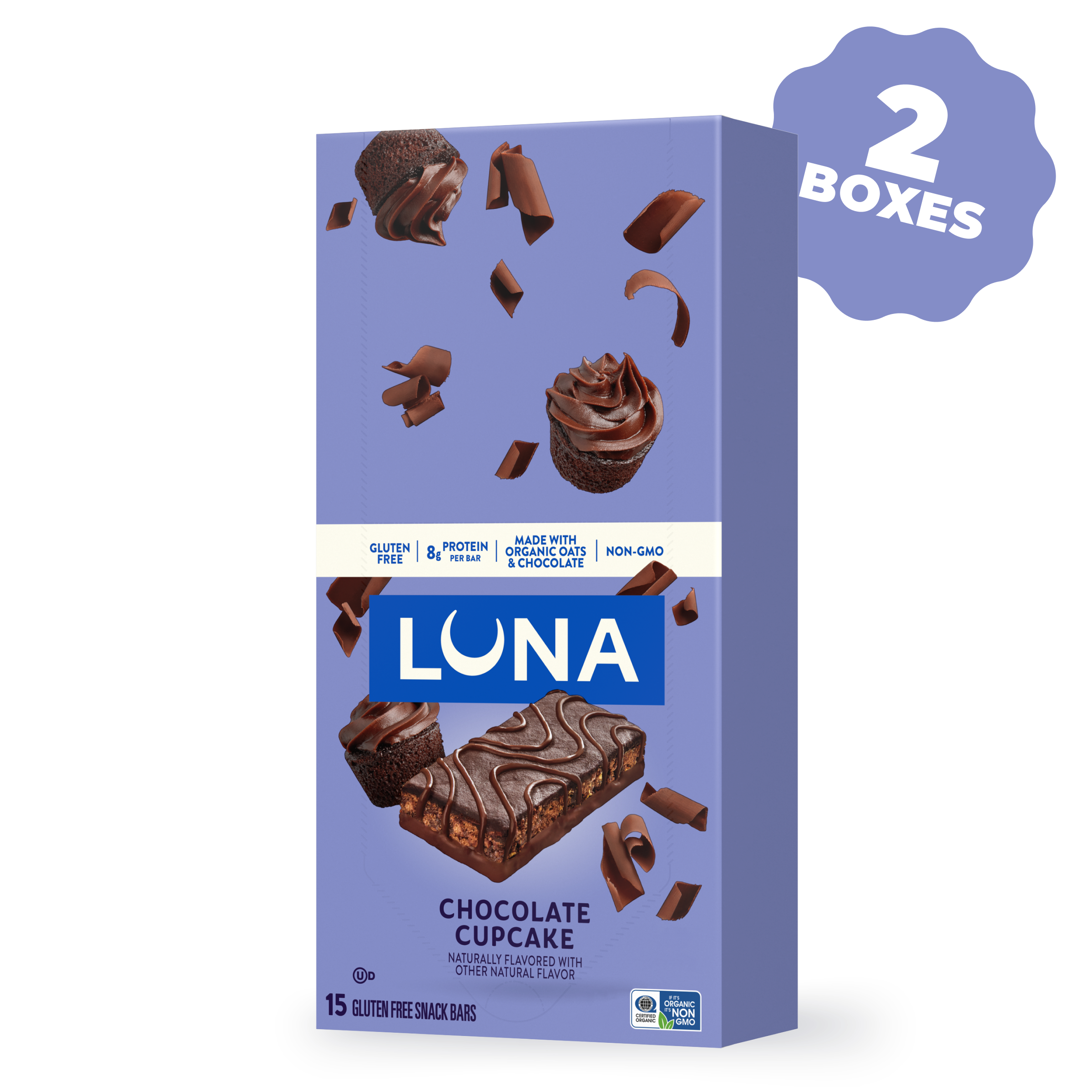 LUNA Bar Chocolate Cupcake Flavor Gluten Free Snack Bars, 30 Bars