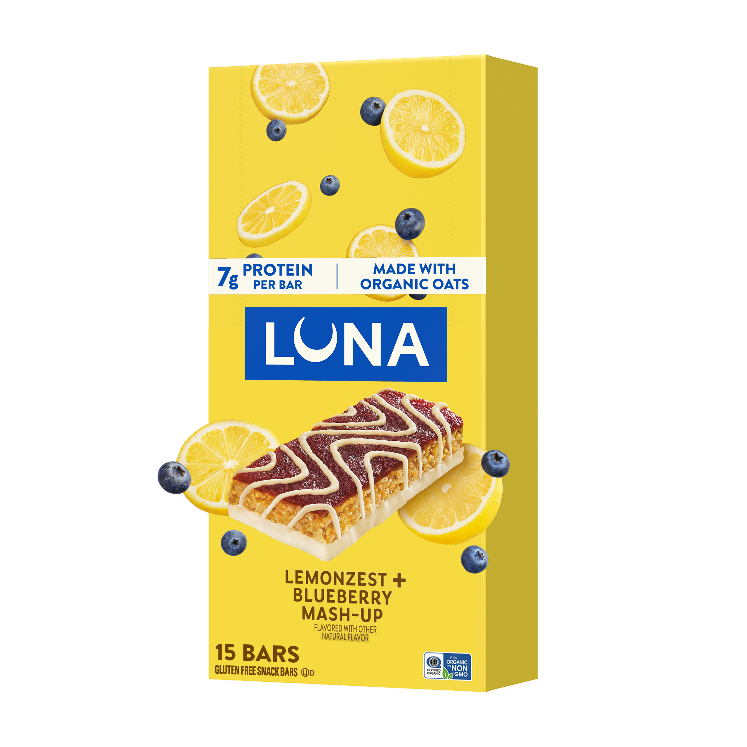 LUNA Bar Mash-Ups LemonZest + Blueberry Flavor Gluten Free Snack Bars, Non-GMO Protein Bars